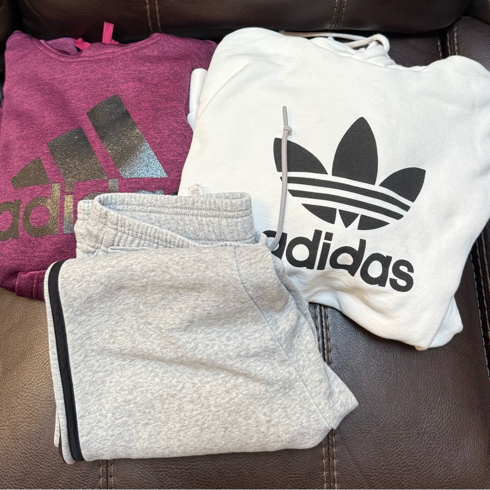 Adidas Gray and White Sweatshirt Hoodie